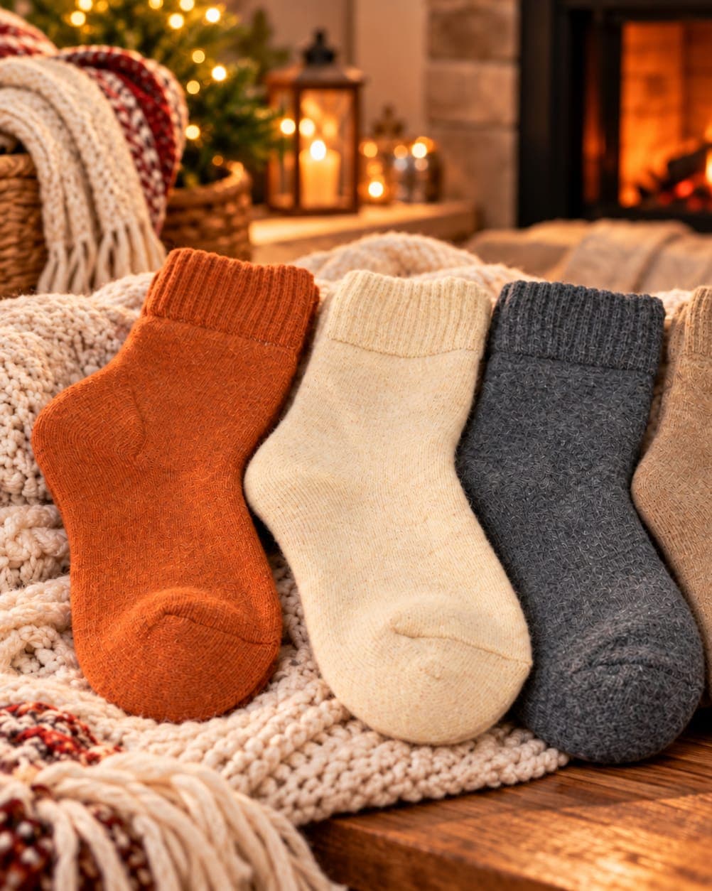 Women’s Woollen Winter Socks Pack of 4, Warm Thermal Socks for Cold Weather