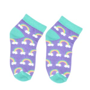 Kids Rainbow Ankle Socks – Purple & Green | Soft Cotton Fun Wear