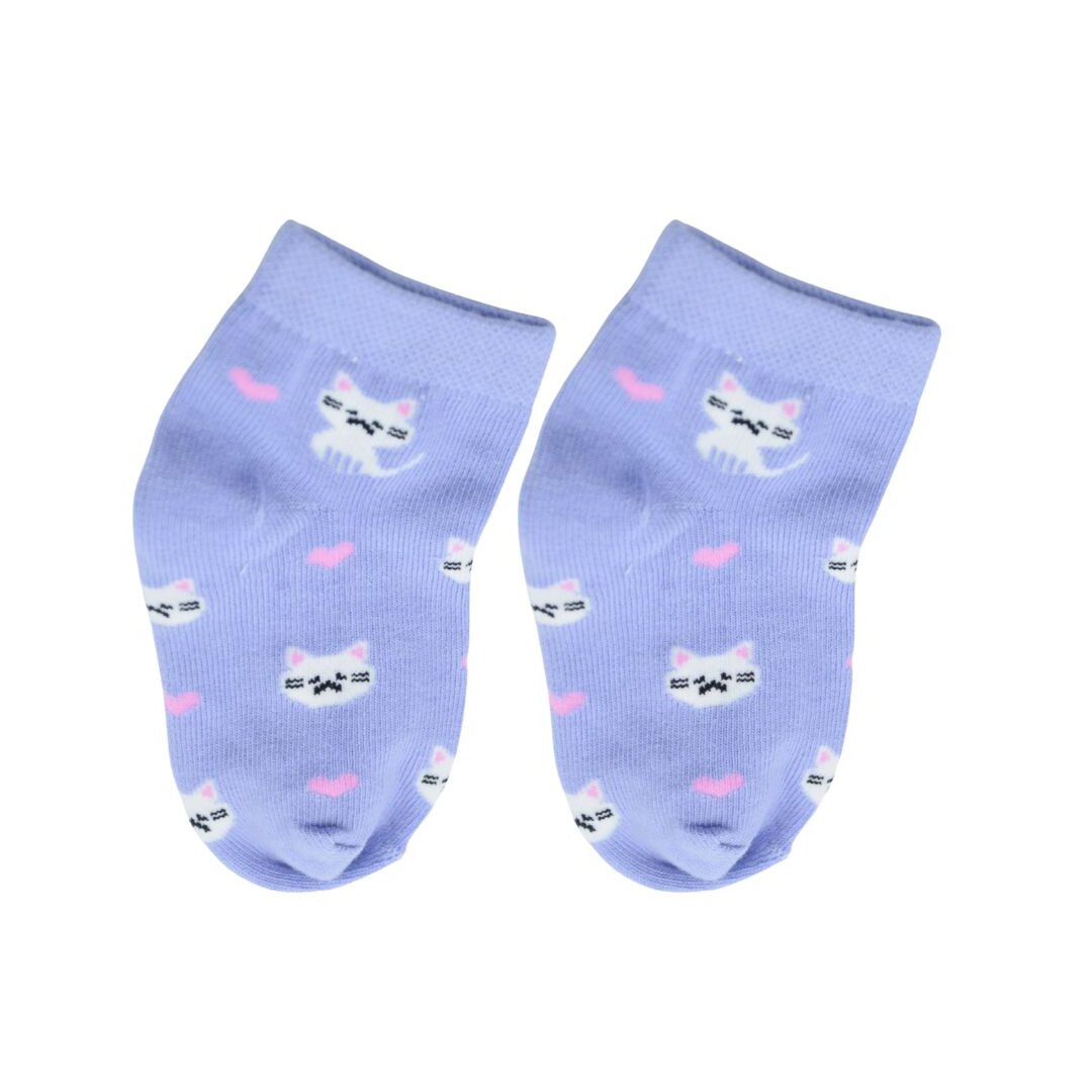 Cute Purple Kitty Ankle Socks for Kids - Image 4