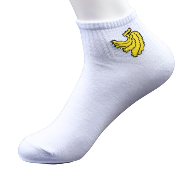 White Ankle Socks with Banana Embroidery – Fun & Casual Style - Image 2