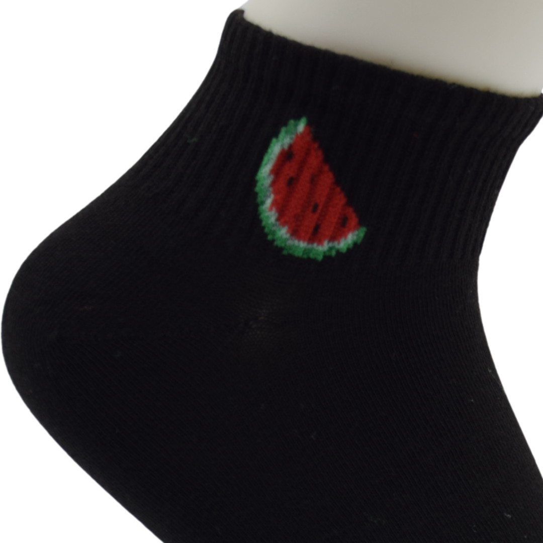 Watermelon Ankle Socks – Black Casual Fun - Image 3