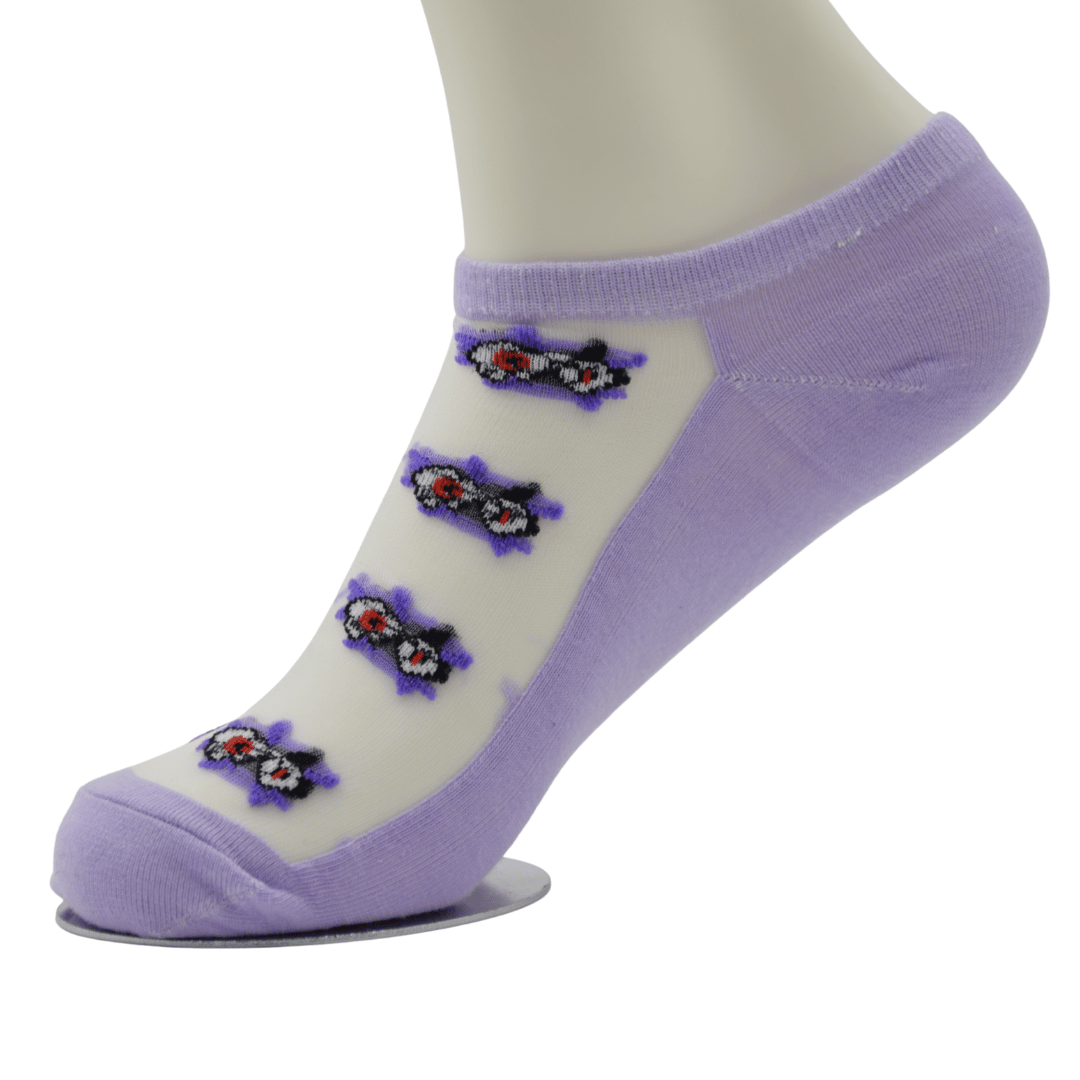 Lavender Sheer Ankle Socks with Floral Embroidery - Image 4