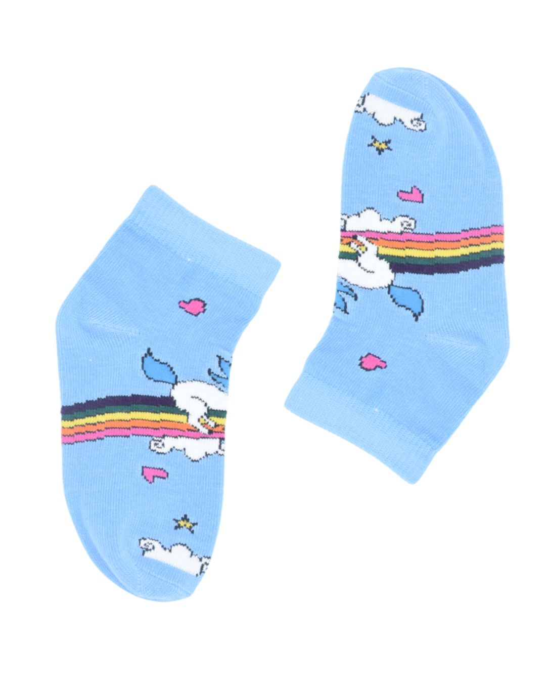 Kids Unicorn Rainbow Ankle Socks – Blue | Magical Cotton Comfort - Image 3