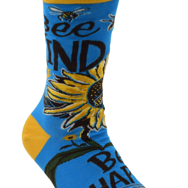 Bee Kind & Happy Socks – Sunflower & Bee Pattern, Colorful Crew Socks - Image 4