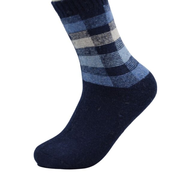 Blue Checkered Woolen Crew Socks – Warmth with Style - Image 2