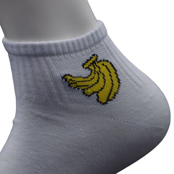 White Ankle Socks with Banana Embroidery – Fun & Casual Style - Image 4