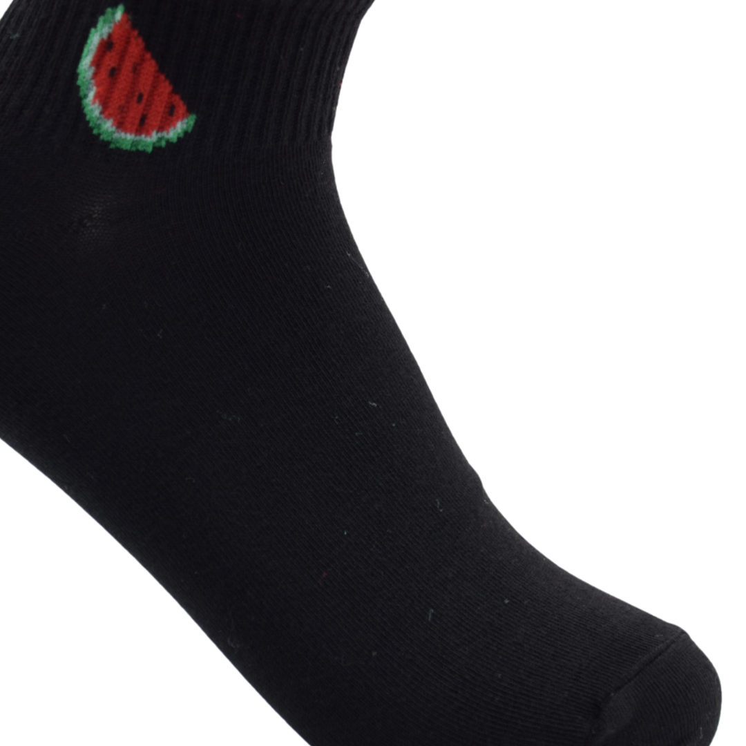 Watermelon Ankle Socks – Black Casual Fun - Image 5