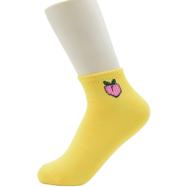 Yellow Peach Ankle Socks – Cute Fruit Design - Image 4