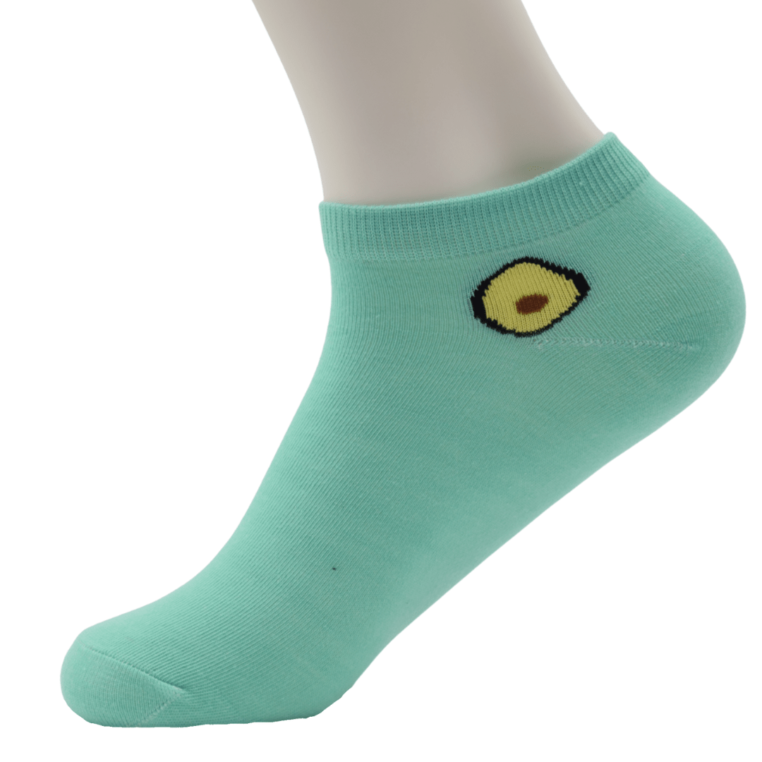 Turquoise Avocado Ankle Socks – Minimal & Fun Fruit Design - Image 4