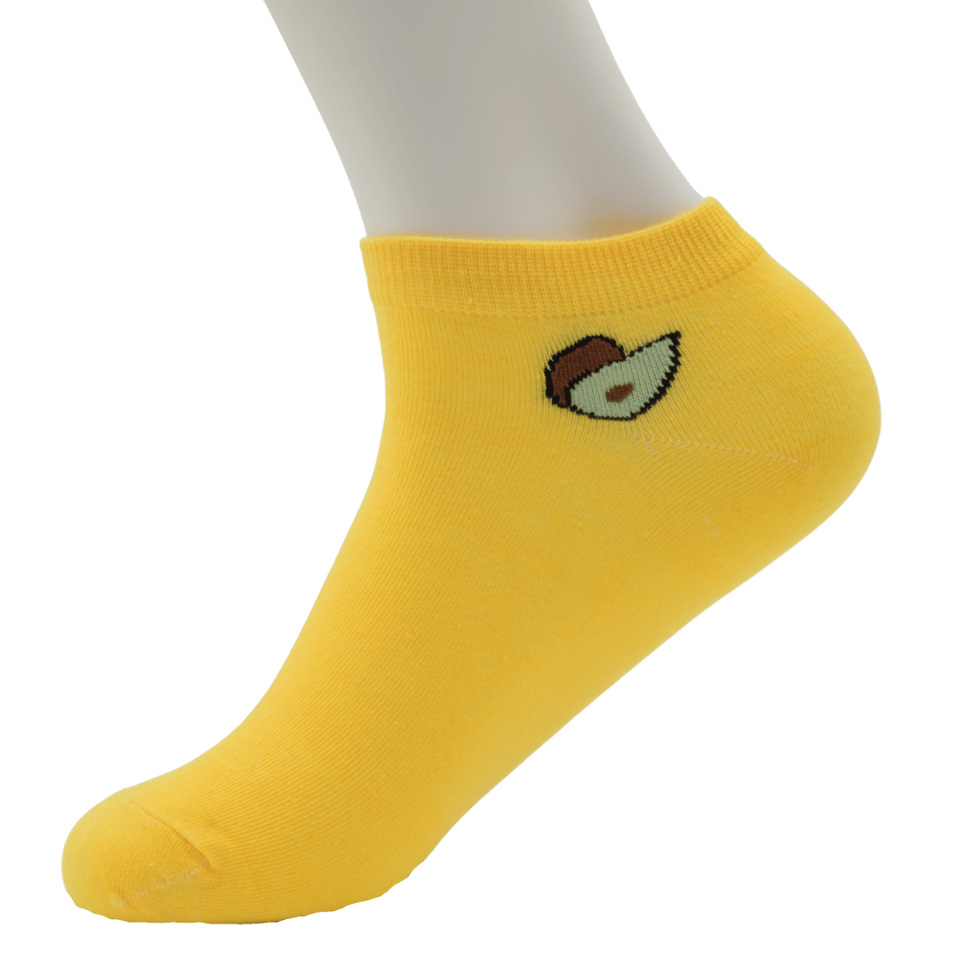 Yellow Ankle Socks with Avocado Design - Image 4