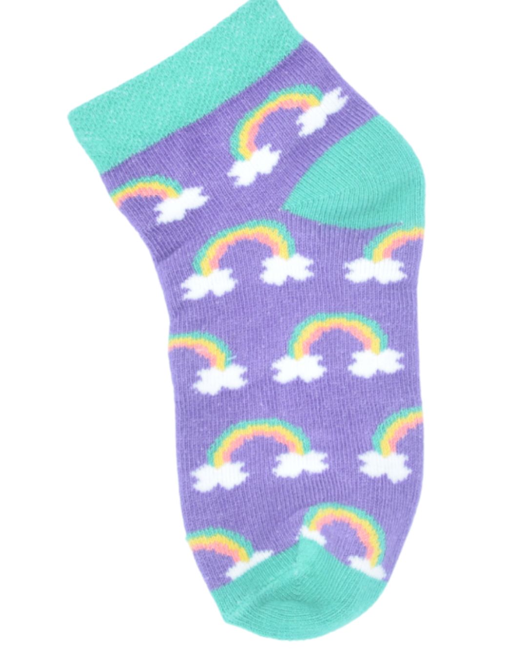Kids Rainbow Ankle Socks – Purple & Green | Soft Cotton Fun Wear - Image 4