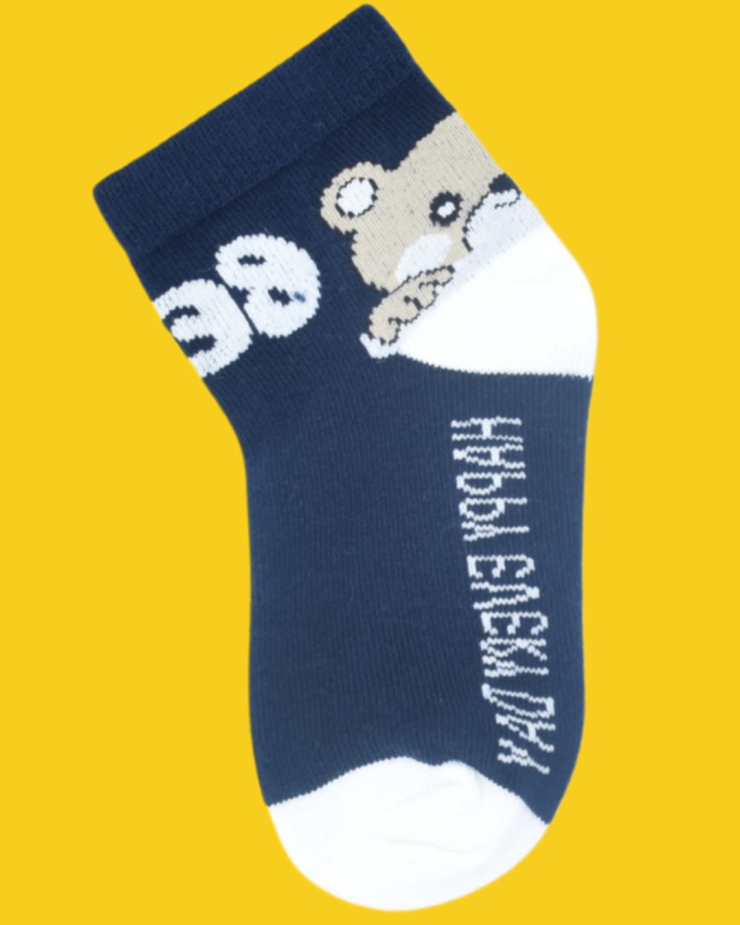 Kids Teddy Bear Ankle Socks – Navy Blue & White | Happy Everyday Design - Image 4