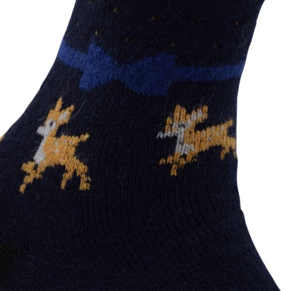 Cozy Winter Reindeer Socks – Navy Blue Crew Length - Image 4