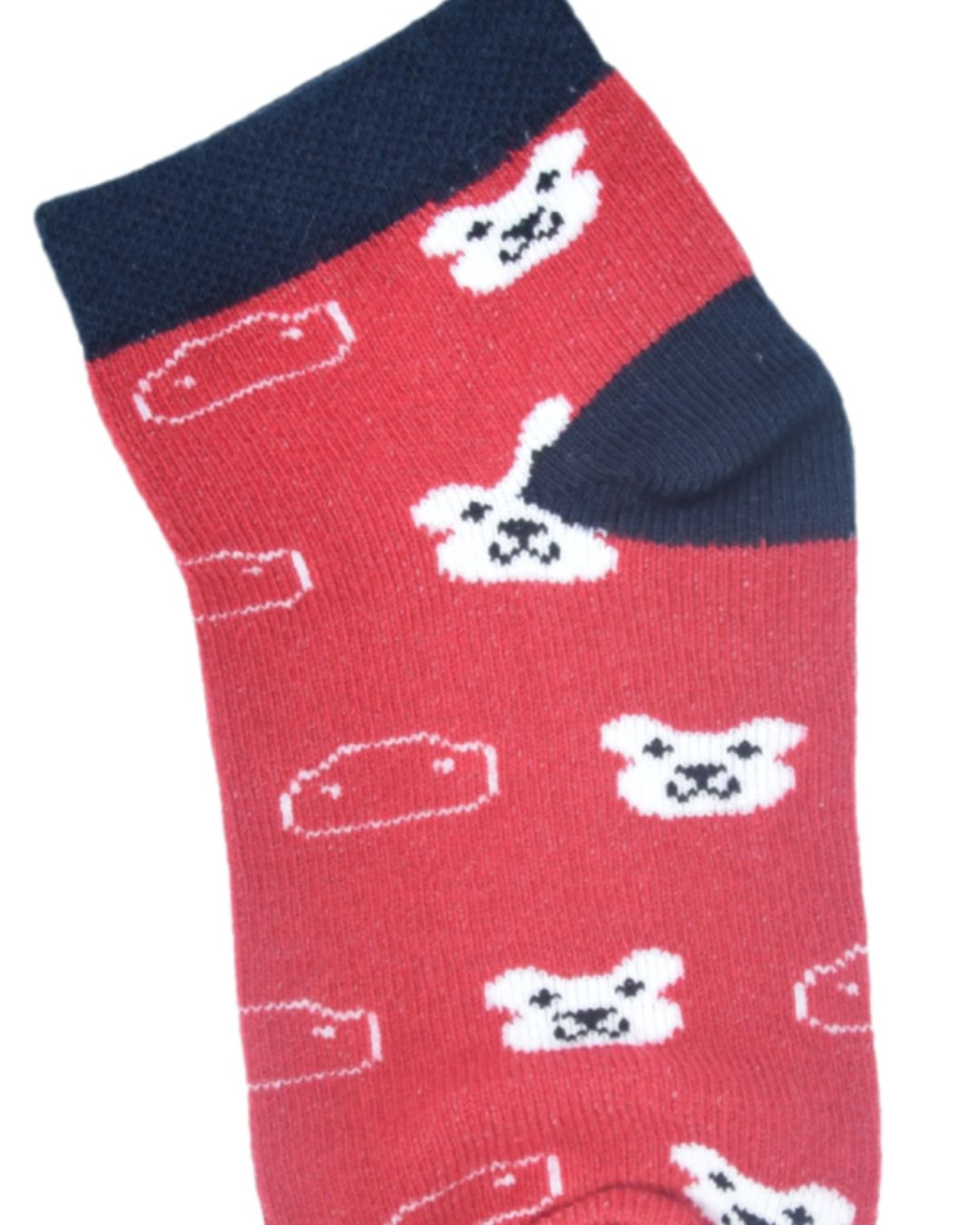 Kids Cute Bear Pattern Ankle Socks – Red | Soft Cotton Comfort - Image 4