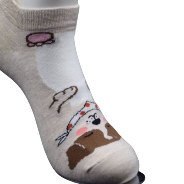 Beige Dog Print Ankle Socks – Fun & Comfy Everyday Wear - Image 3