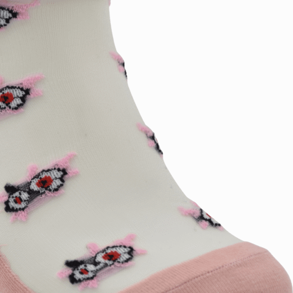 Blush Pink Sheer Ankle Socks with Floral Embroidery - Image 4
