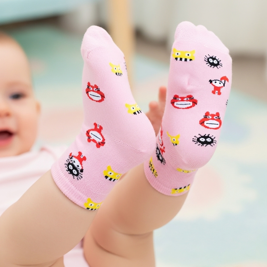 Kids Cartoon Character Ankle Socks – Pink | Soft Cotton Fun Wear - Image 3