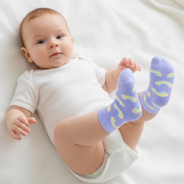 Kids’ Rainbow Pattern Socks – Lavender - Image 3