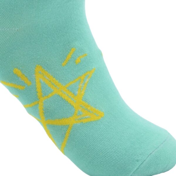 Mint Green Ankle Socks with Yellow Star Design – Soft & Stylish Casual Wear - Image 4