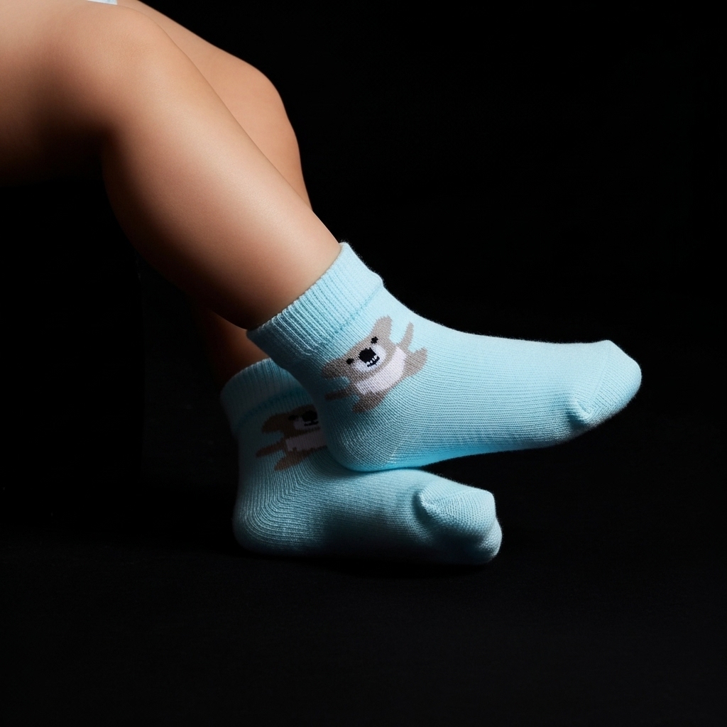 Baby Blue Teddy Bear Ankle Socks - Image 4