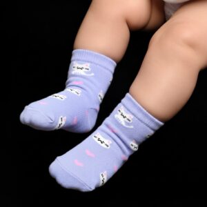 Cute Purple Kitty Ankle Socks for Kids