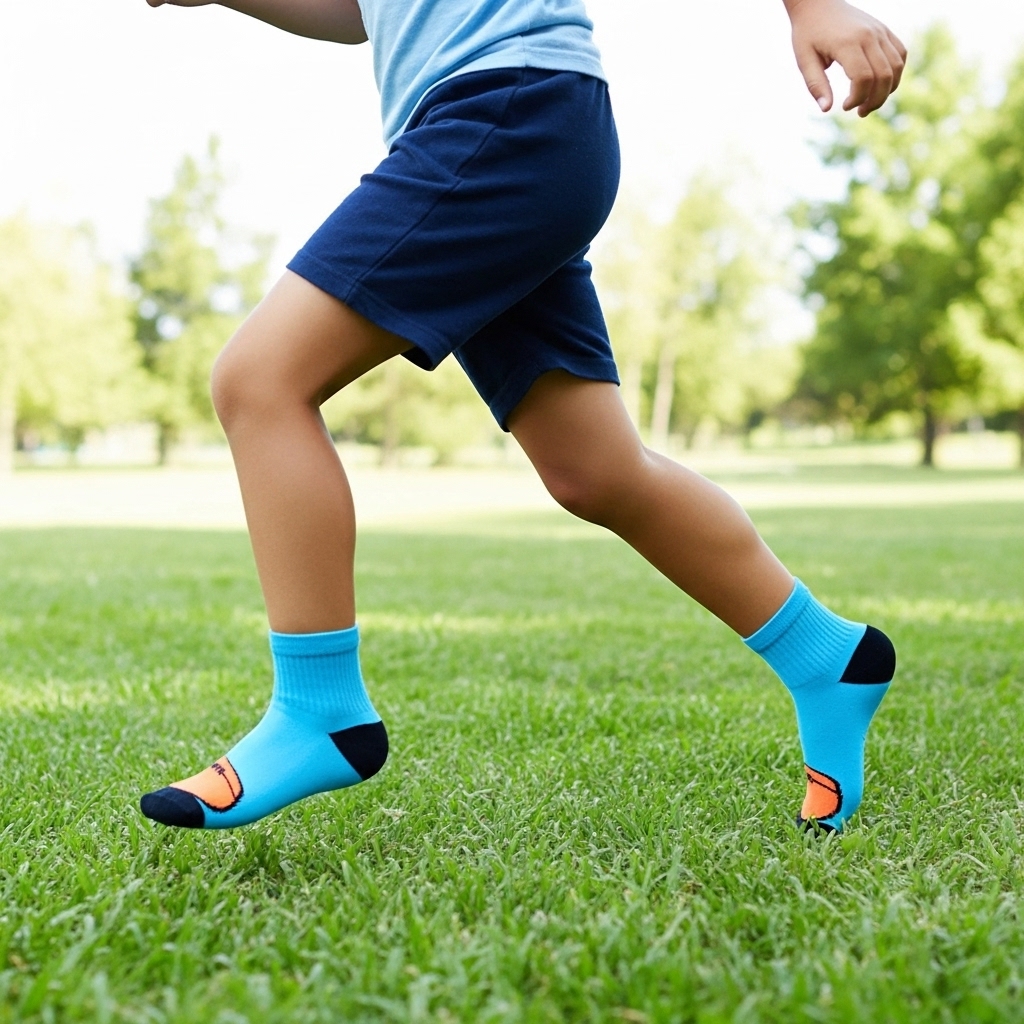 Kids’ Sporty Blue Socks with Basketball Design - Image 3