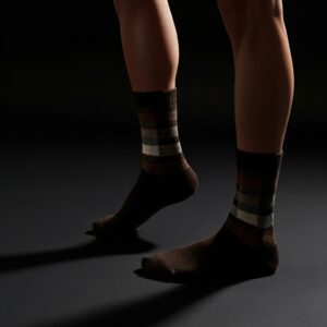 Brown Checkered Crew Socks – Warm & Stylish Everyday Wear