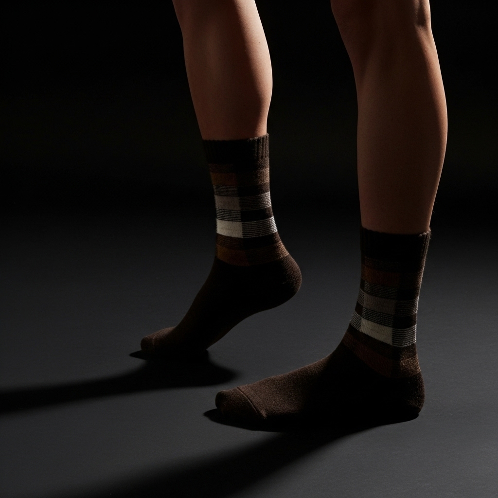 Brown Checkered Crew Socks – Warm & Stylish Everyday Wear