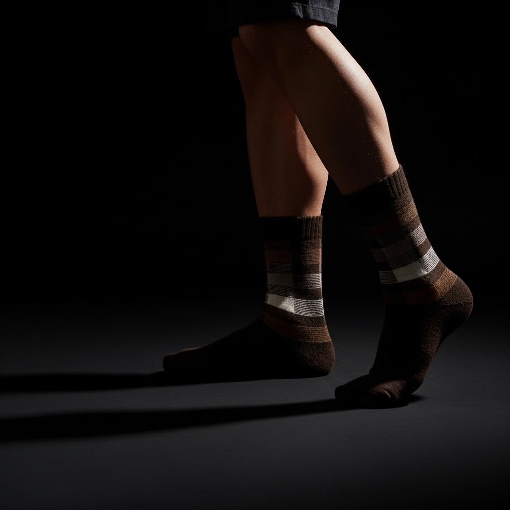 Brown Checkered Crew Socks – Warm & Stylish Everyday Wear - Image 4