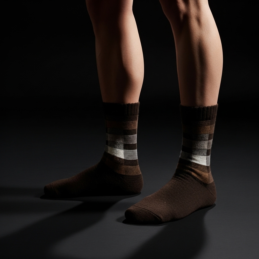 Brown Checkered Crew Socks – Warm & Stylish Everyday Wear - Image 3