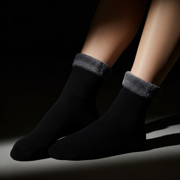 Fleece-Lined Ankle Socks – Classic Black - Image 4