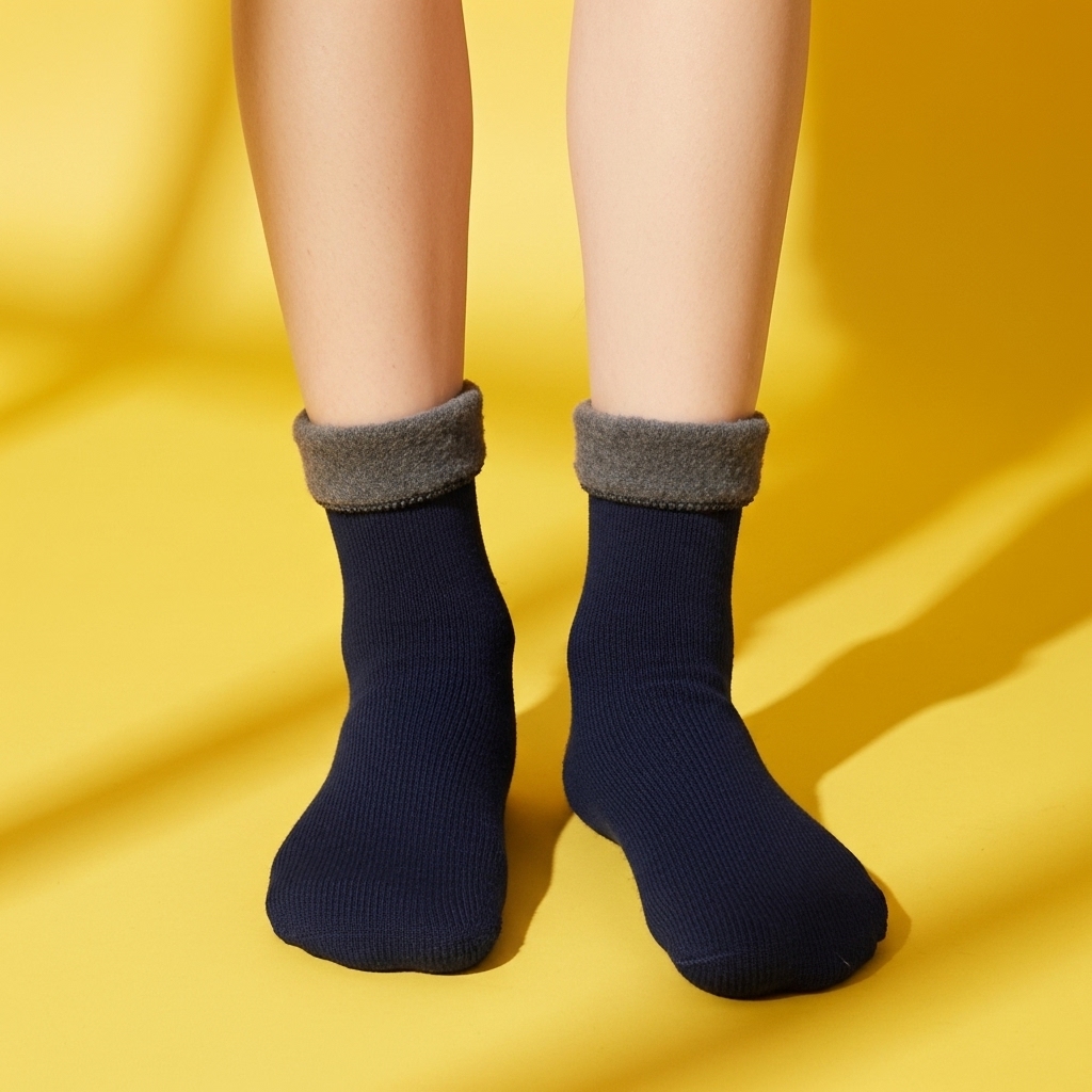 Fleece-Lined Ankle Socks – Classic Navy - Image 4