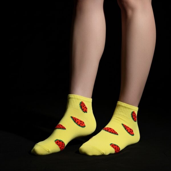 Yellow Watermelon Print Ankle Socks – Fun & Fresh Style