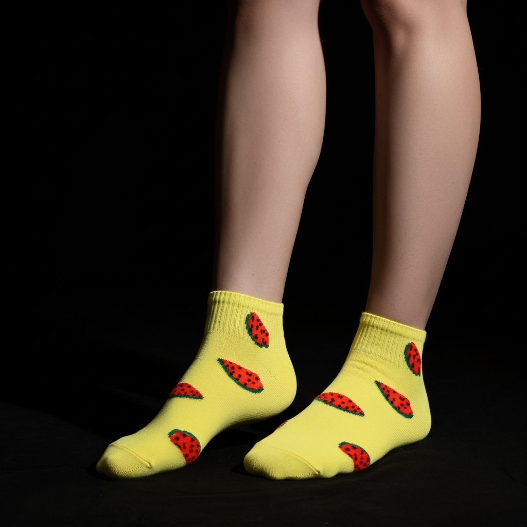 Yellow Watermelon Print Ankle Socks – Fun & Fresh Style