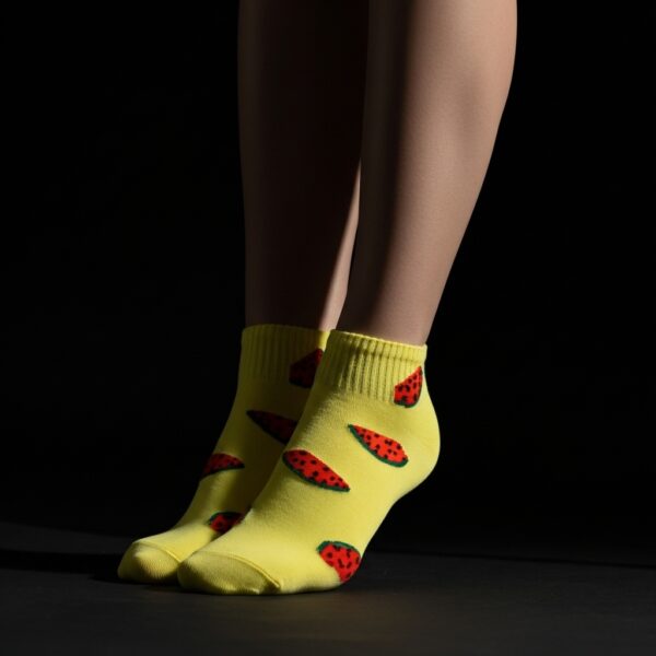 Yellow Watermelon Print Ankle Socks – Fun & Fresh Style - Image 3