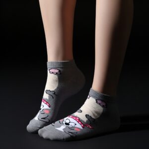 Grey Dog Print Ankle Socks – Cute & Comfy Everyday Wear