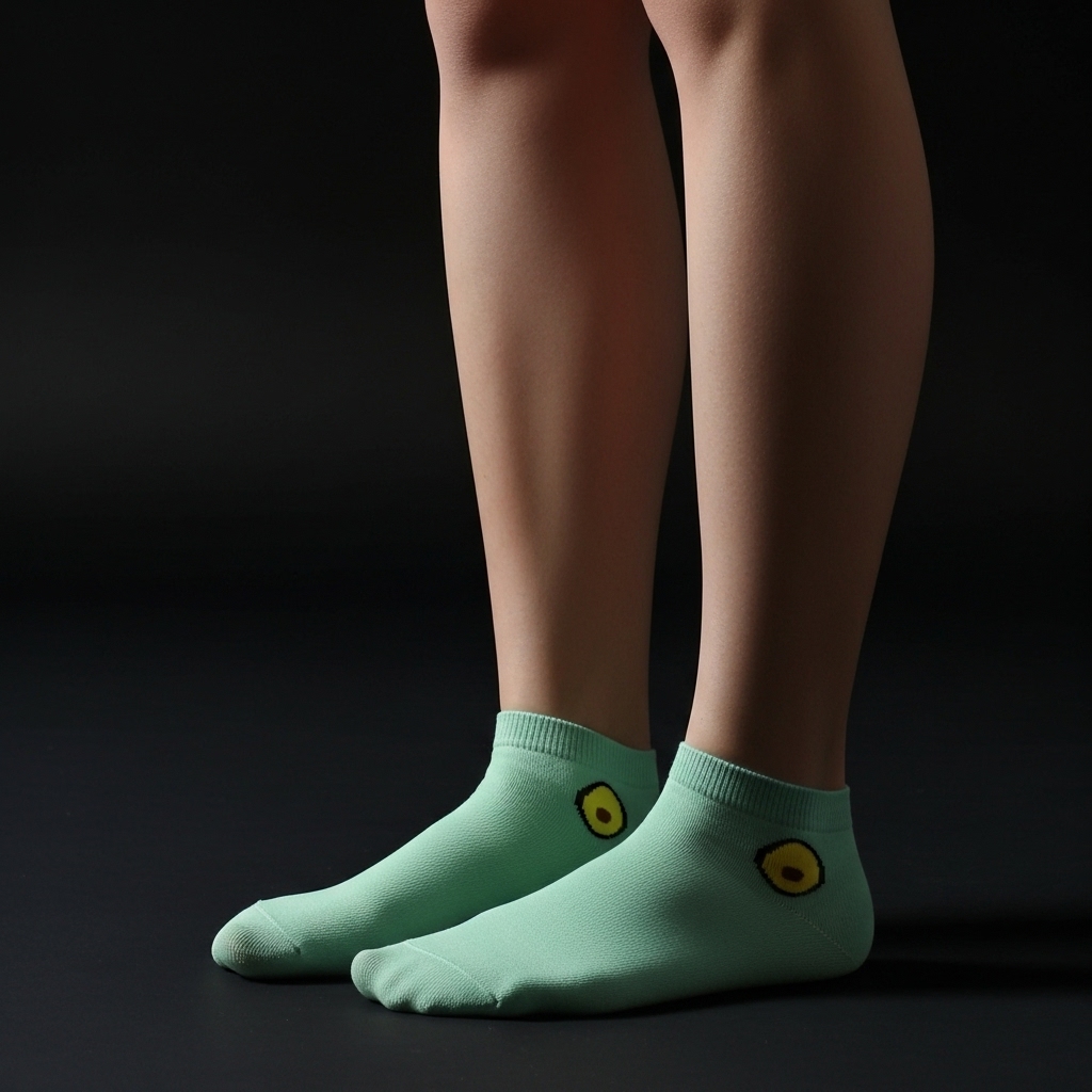 Turquoise Avocado Ankle Socks – Minimal & Fun Fruit Design - Image 3