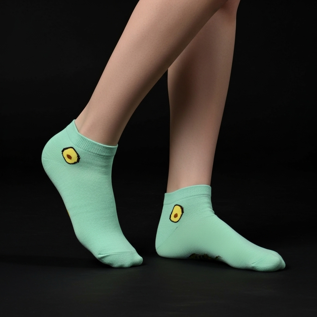 Turquoise Avocado Ankle Socks – Minimal & Fun Fruit Design