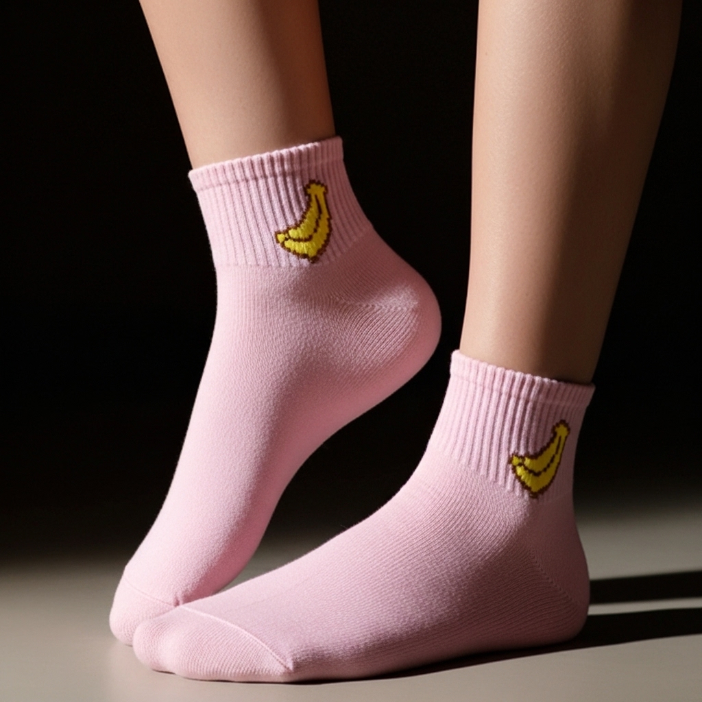 Pink Banana Ankle Socks – Cute Fruit Design