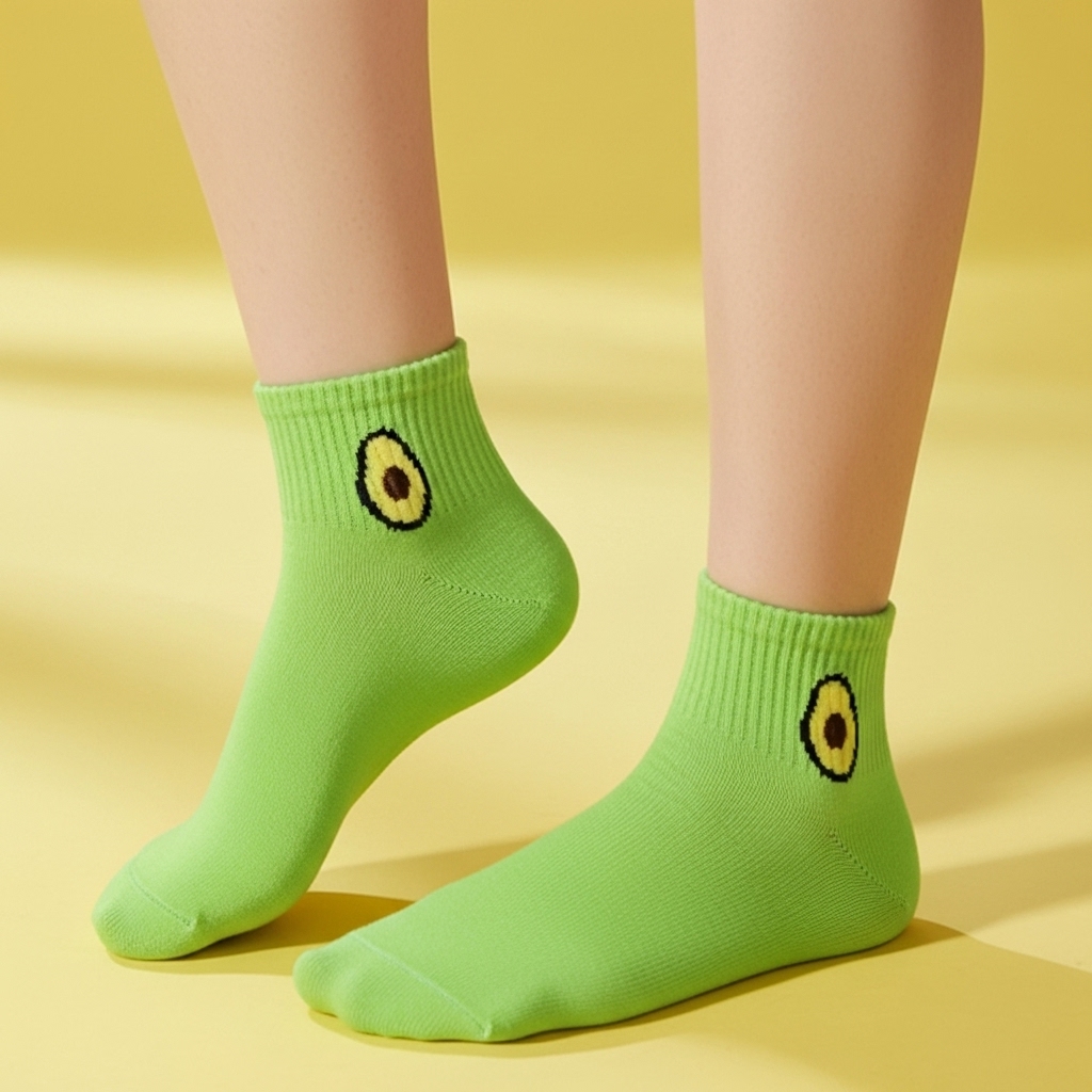 Bright Green Avocado Ankle Socks – Fun & Comfy Everyday Wear - Image 3
