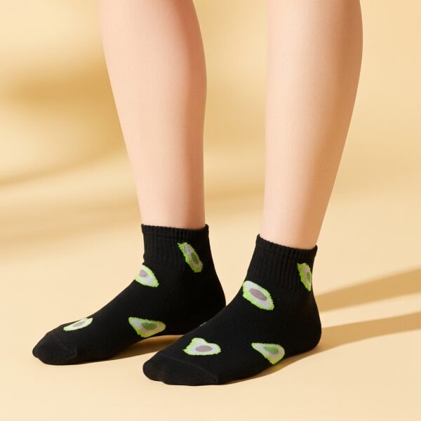 Black Avocado Ankle Socks – Stylish Fun Fruit Design - Image 3