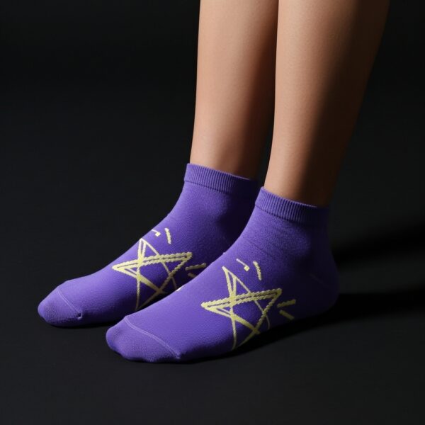 Purple Ankle Socks with Star Design – Soft, Stylish & Comfortable Everyday Wear - Image 3