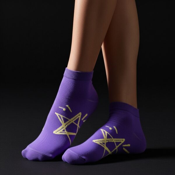 Purple Ankle Socks with Star Design – Soft, Stylish & Comfortable Everyday Wear