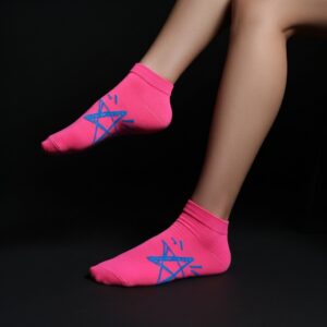 Pink Ankle Socks with Blue Star Design – Soft, Trendy & Comfortable Everyday Wear