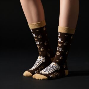 Coffee Lover Crew Socks – Fun Brown & Beige Design with Quote, Unisex