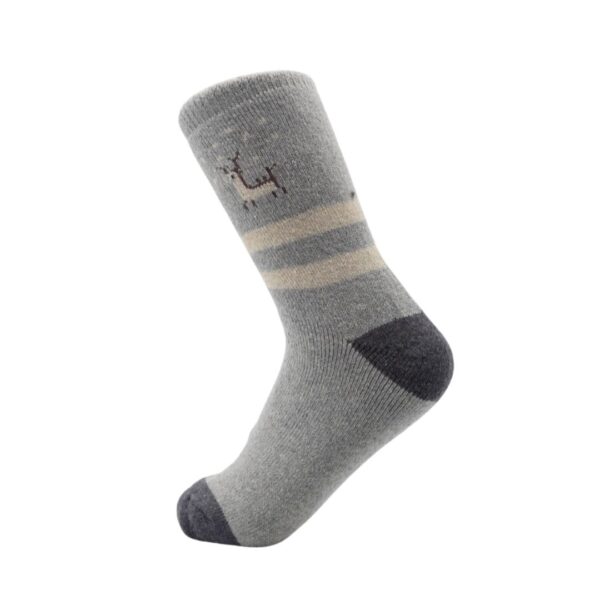 Grey Winter Crew Socks with Minimal Reindeer Design – Warm & Soft - Image 2
