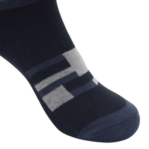 Men’s Low-Cut Casual Ankle Socks – Black & Grey Geometric Pattern - Image 3