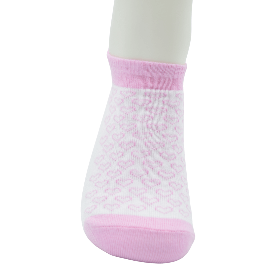 Cute Pink & White Ankle Socks with Heart Pattern – Soft & Stylish Everyday Wear - Image 3