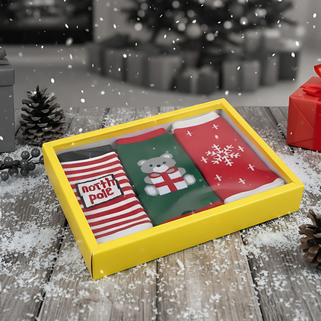 Kids Christmas Socks Gift Set – 3 Pairs (Festive Holiday Edition)