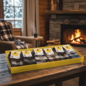 Premium Wool Checkered Socks Gift Box – 6 Pair Set | Cozy Winter Socks